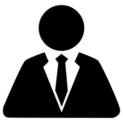 Wall Mural - simple black and white icon depicting a professional person in a suit and tie.
