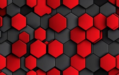 Wall Mural - minimal photostock of a abstract red light hexagon line in grey modern luxury futuristic background 