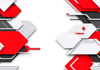Wall Mural - minimal photostock of a abstract red white gray overlap design modern background vector illustration