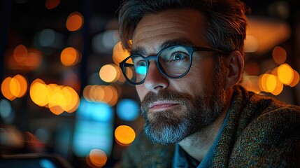 A programmer working on a tablet in an office at night, representing overtime, research, social media, web design, technology, business, email, cloud computing, networking, and communication
