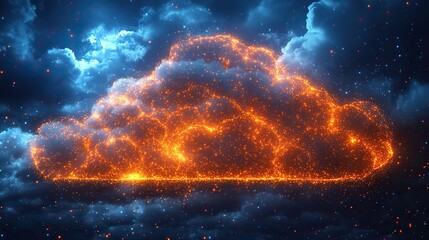 an abstract cloud symbolizes technology and cyberspace, representing connectivity and the internet
