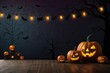 © Uzair - halloween background with pumpkin and bats