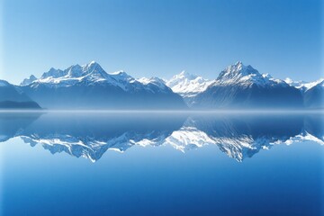 Naklejka na meble Majestic snow capped mountains reflected in a calm lake