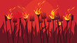 © Henry - Angry Mob with Pitchforks and Torches Flat Vector Illustration