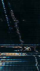 Wall Mural - digital glitch. distortion noise overlay. blue orange white frequency waves glow artifacts striped t