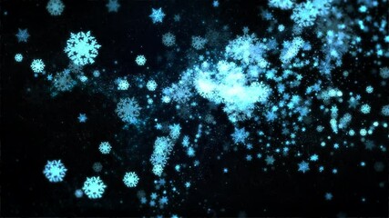 Wall Mural - Two Blue and White Snowflake flow Looped Background V06