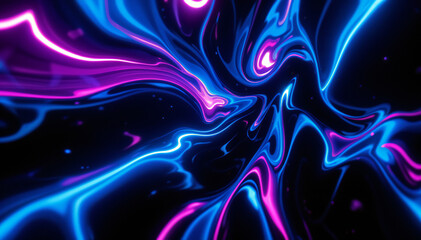 Wall Mural - Swirling abstract patterns in vibrant shades of blue, purple, and pink against a dark background.