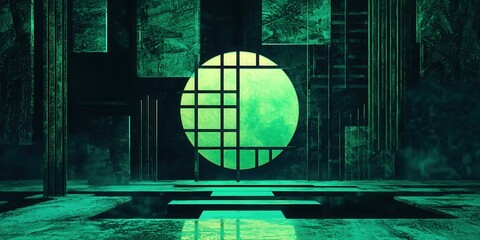 Wall Mural - green room with a window in the middle