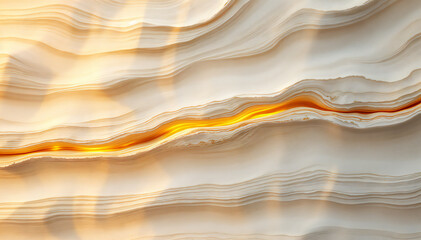 Wall Mural - Layers of beige, orange, and yellow stone or mineral with a wavy, textured pattern.