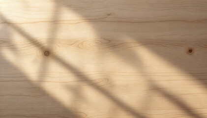 Wall Mural - Wooden surface with soft shadows from natural lighting , creating a warm and textured background