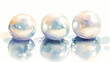 © Thiago - Soft white pearls painted with watercolors, not using ai. Opal. Illustration