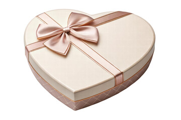 Wall Mural - Heart-shaped gift box with ribbon, cut out - stock png.