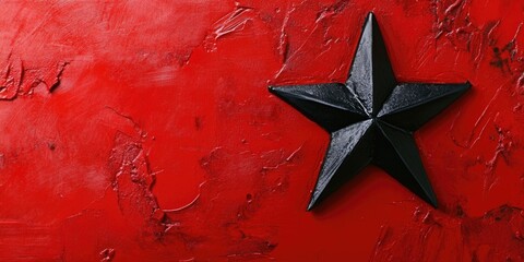 Wall Mural - Black Star on Red Painted Wall