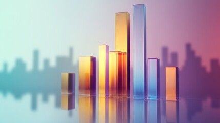 Aufkleber - Colorful 3D Bar Graph with Reflection and Soft Lighting Effects