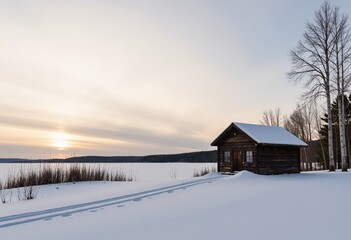 Sticker - house in the snow