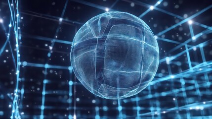 Leinwandbilder - Abstract glowing sphere in a digital network.