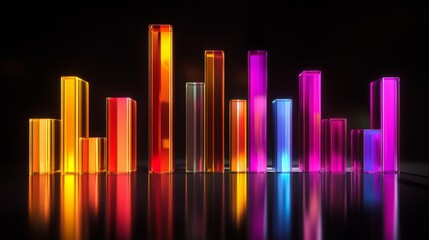 Poster - Vibrant Abstract Bar Graphs with Colorful Light Reflections