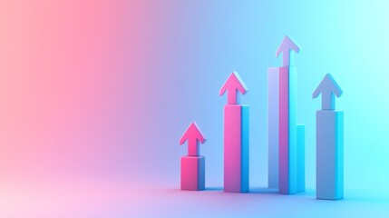 Leinwandbilder - Colorful Growth Chart with Arrows Indicating Positive Trend Progression