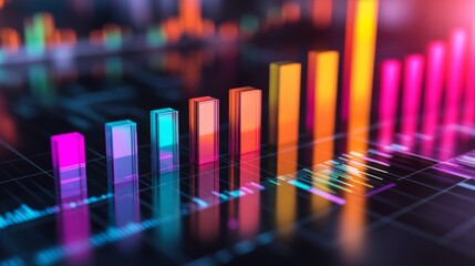 Leinwandbilder - Colorful Data Visualization with Vibrant Bar Graphs and Charts