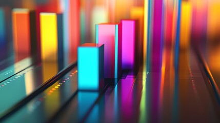 Poster - Colorful Abstract Bars with Reflections on Vibrant Background