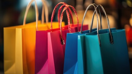 Wall Mural - a group of colorful shopping bags sitting on a table