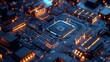 © Biplob - High Tech Computer Board Advanced Circuit Design Glowing Orange Traces Image