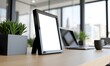 © verdian - Blank Picture Frame on Modern Office Desk