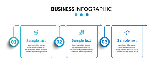 Wall Mural - modern business infographic template with 3 options or steps