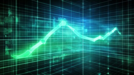 Fototapete - Abstract Digital Financial Graph with Data Analysis Background