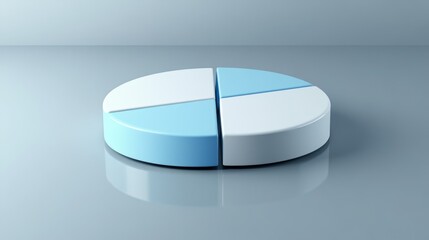 Poster - Abstract pie chart model with blue and white sections on surface