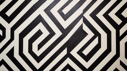 Poster - Black and White Geometric Maze Pattern for Modern Interior Design