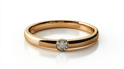 Wall Mural - Gold ring with a diamond on a white background
