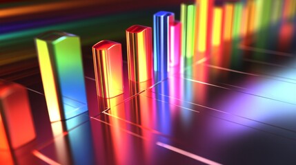 Leinwandbilder - Colorful Light Bars Creating Dynamic Energy Visualization Effect