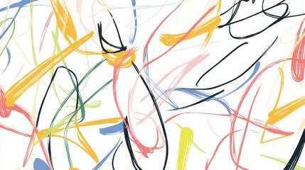 Fototapete - Colorful Abstract Lines and Shapes on White Background Art