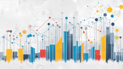 Aufkleber - Colorful Abstract Data Visualization with Geometric Shapes and Lines
