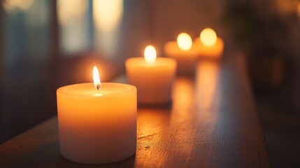 Aufkleber - Warm and Tranquil Candles with Soft Glow in Indoor Setting