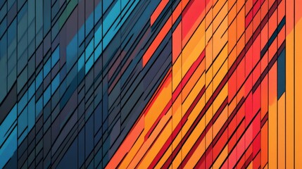 Aufkleber - Vibrant Abstract Background with Diagonal Lines in Bold Colors