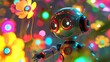 © Philipp - A cheerful robot nurturing a vibrant garden filled with luminous, colorful flowers