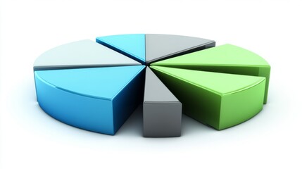 Aufkleber - Modern 3D Pie Chart Design with Colorful Segments for Data Visualization