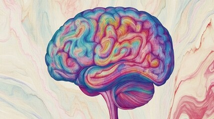 Aufkleber - Colorful Abstract Brain Artwork with Swirls and Patterns