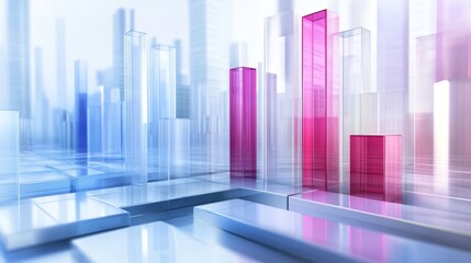 Leinwandbilder - Abstract Cityscape with Colorful Glass Structures and Modern Vibe