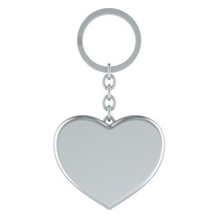 Key chain with heart. 3D rendering isolated on transparent background