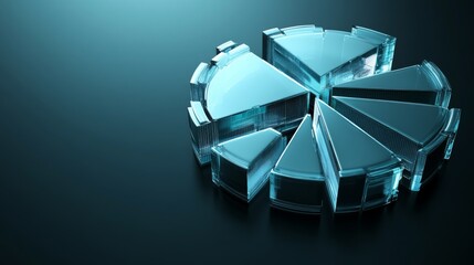 Poster - Abstract Glass Pie Chart on Dark Background in Digital Style