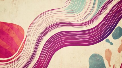 Aufkleber - Abstract Colorful Waves and Shapes on Vintage Textured Background