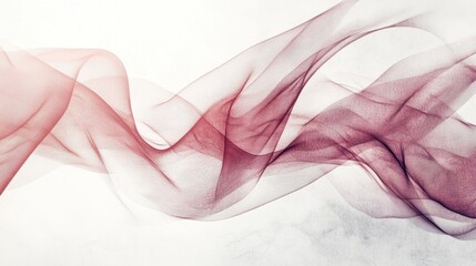 Fototapete - Soft Flowing Red and White Abstract Smoke or Fabric Background