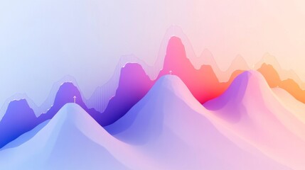 Aufkleber - Abstract Landscape with Colorful Mountain Peaks and Soft Gradients