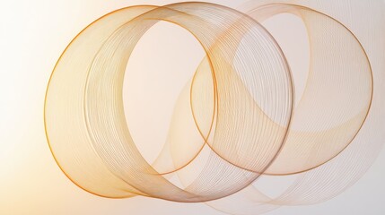 Aufkleber - Abstract Orange Line Art with Curves and Transparent Layers