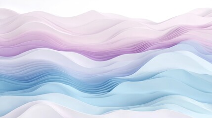Poster - Soft Pastel Waves in Flowing Layers for Calm and Serene Backgrounds