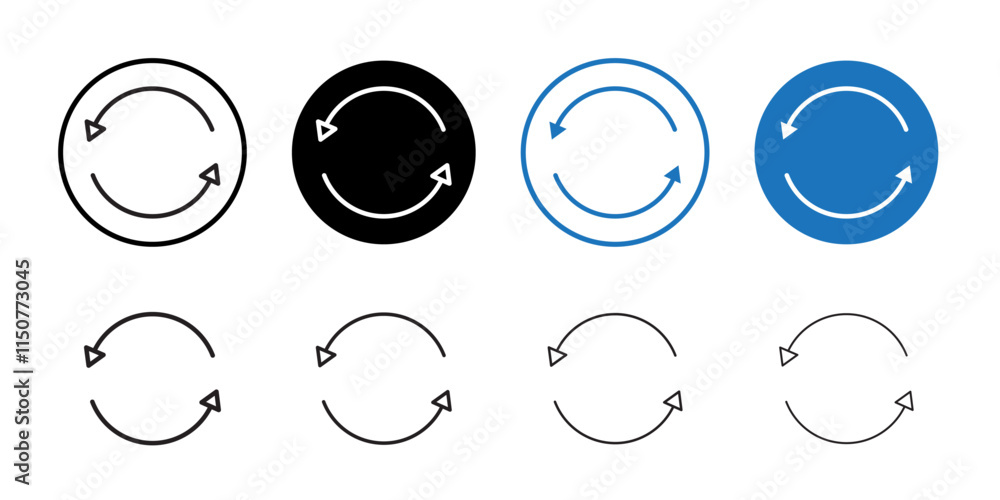 Refresh icon Flat art in black and white isolated Stock Vector | Adobe ...