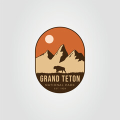 Wall Mural - grand Teton national park badge logo vector illustration design